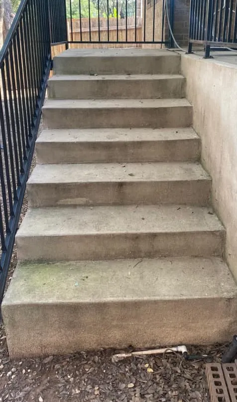 Concrete with dirt and stains before cleaning